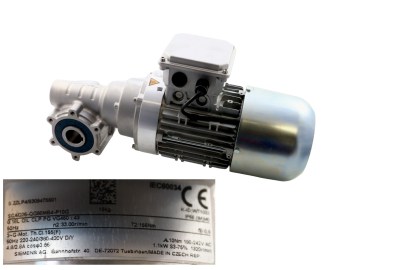 GetriebebmotorSiemens / Inomotics für Dachbürste und Dachdüse Waschstraße Hub mit Bremse 1,1KW I=43 31 UPM